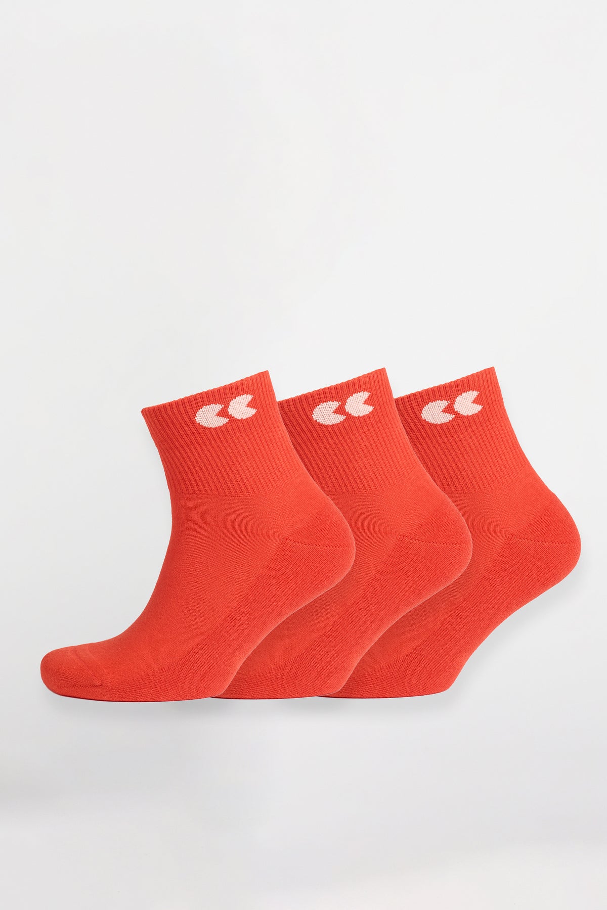 3 pack sports ankle sock in flame red