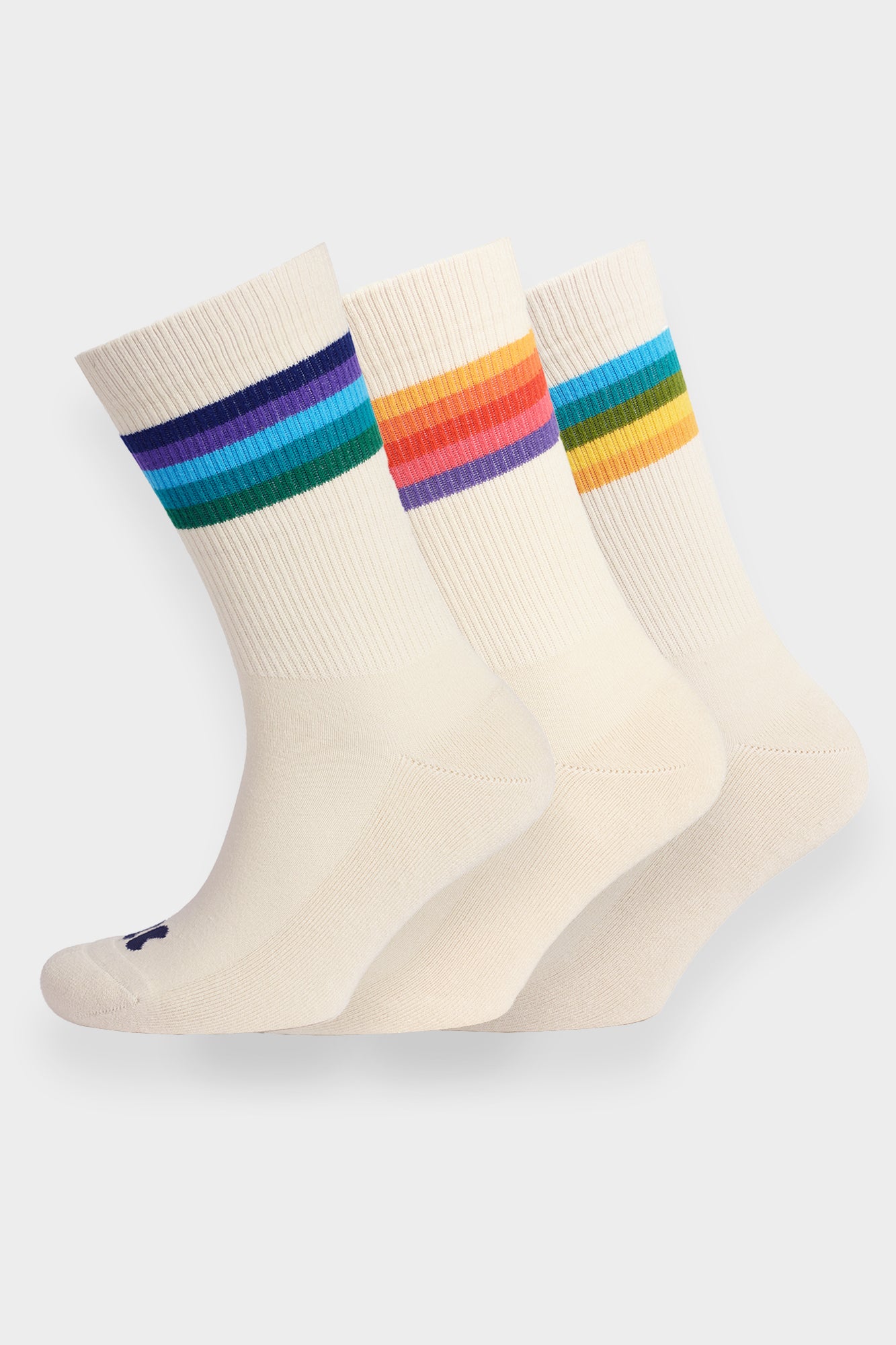 Pack of ecru socks with rainbow stripes