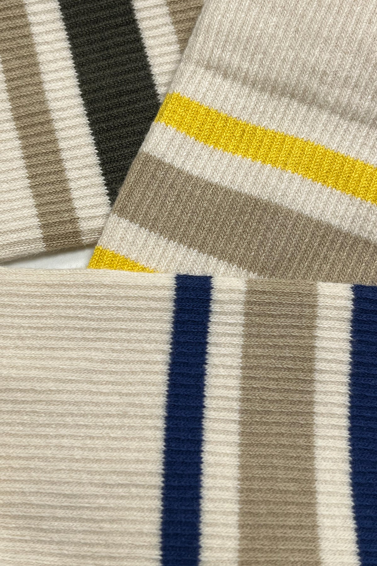 close of socks with multi coloured striped