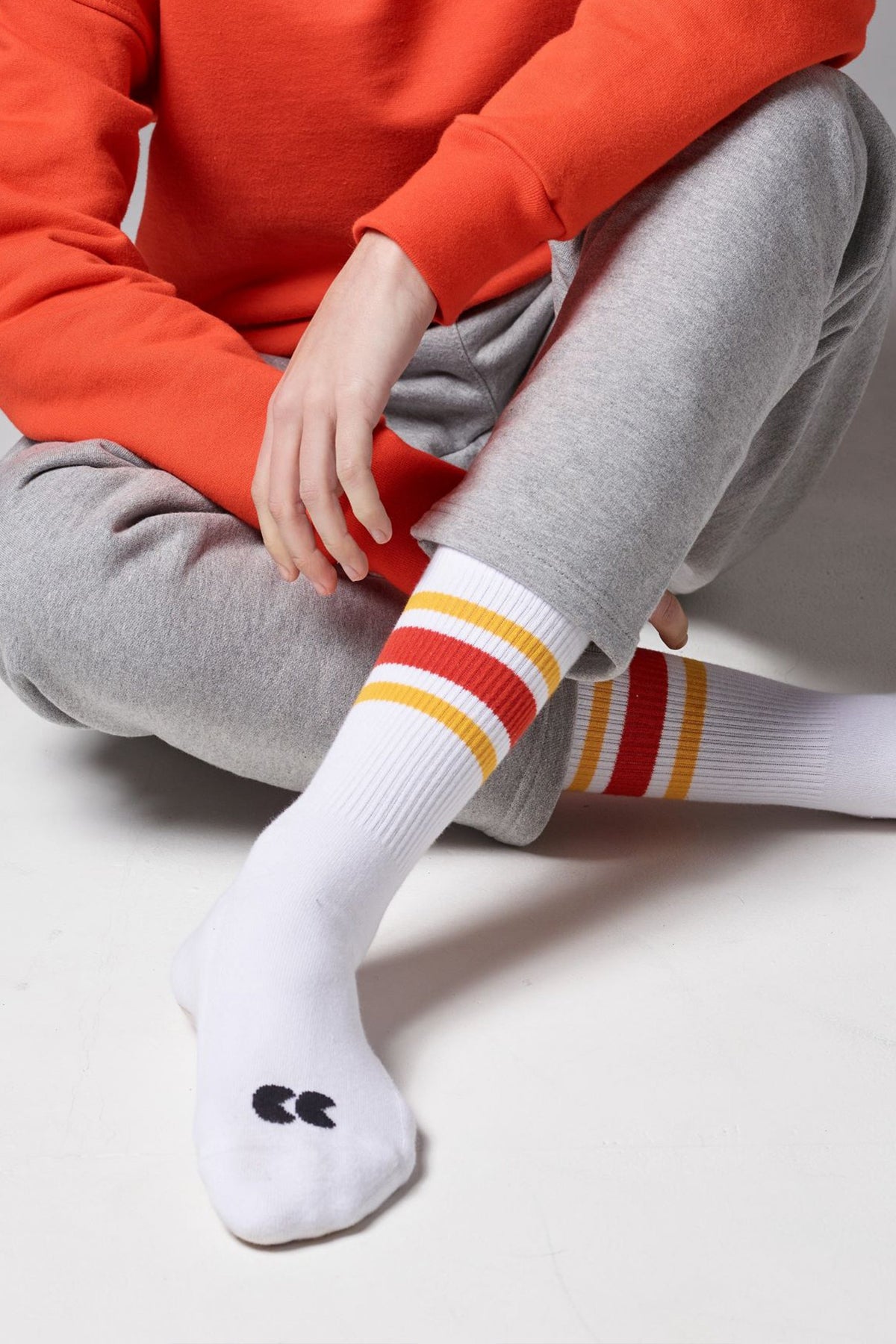 
            Sports Cotton Sock Calf 3 Pack - Red Stripe