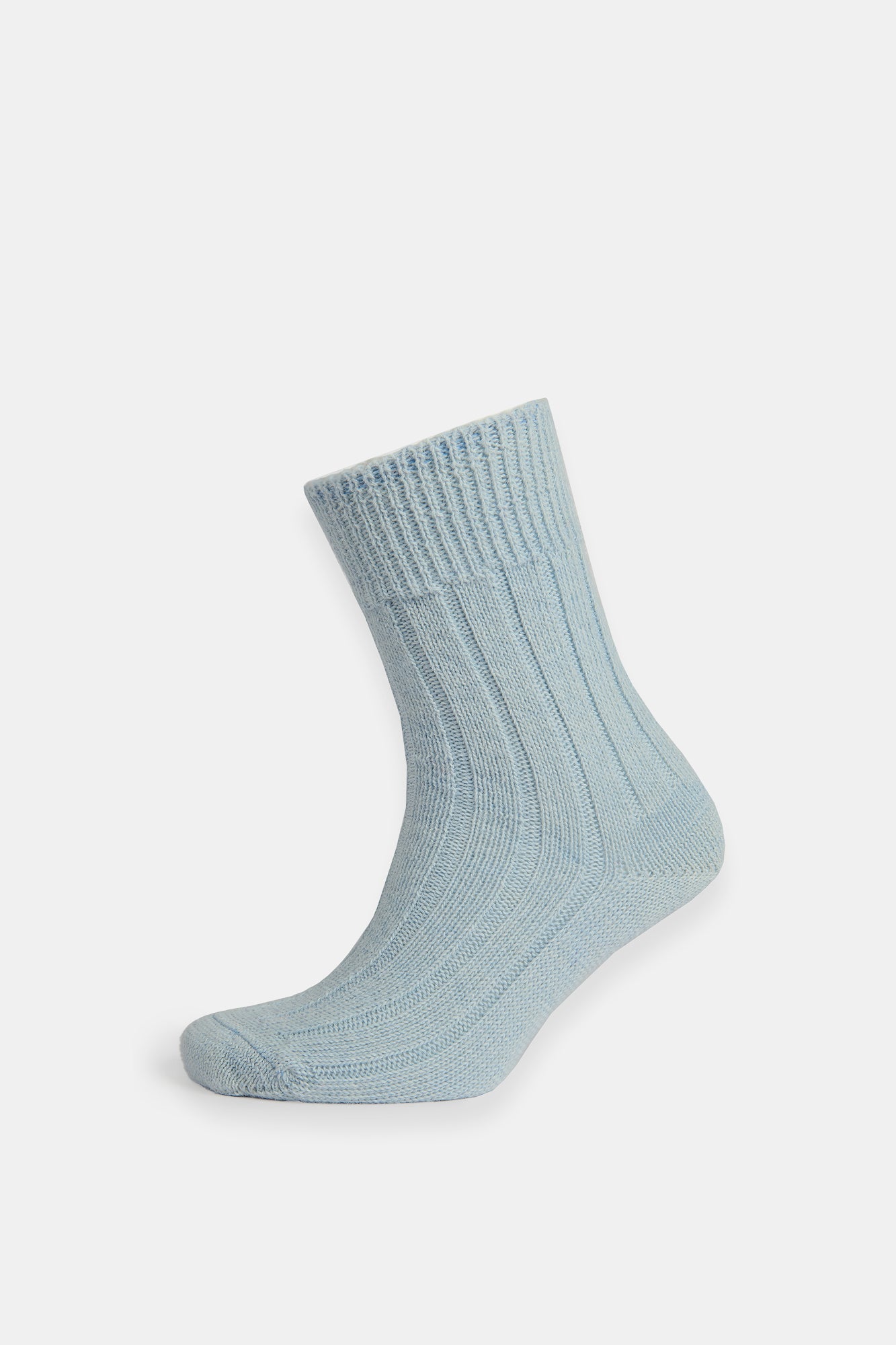 Ghost mannequin alpaca bed sock in light blue