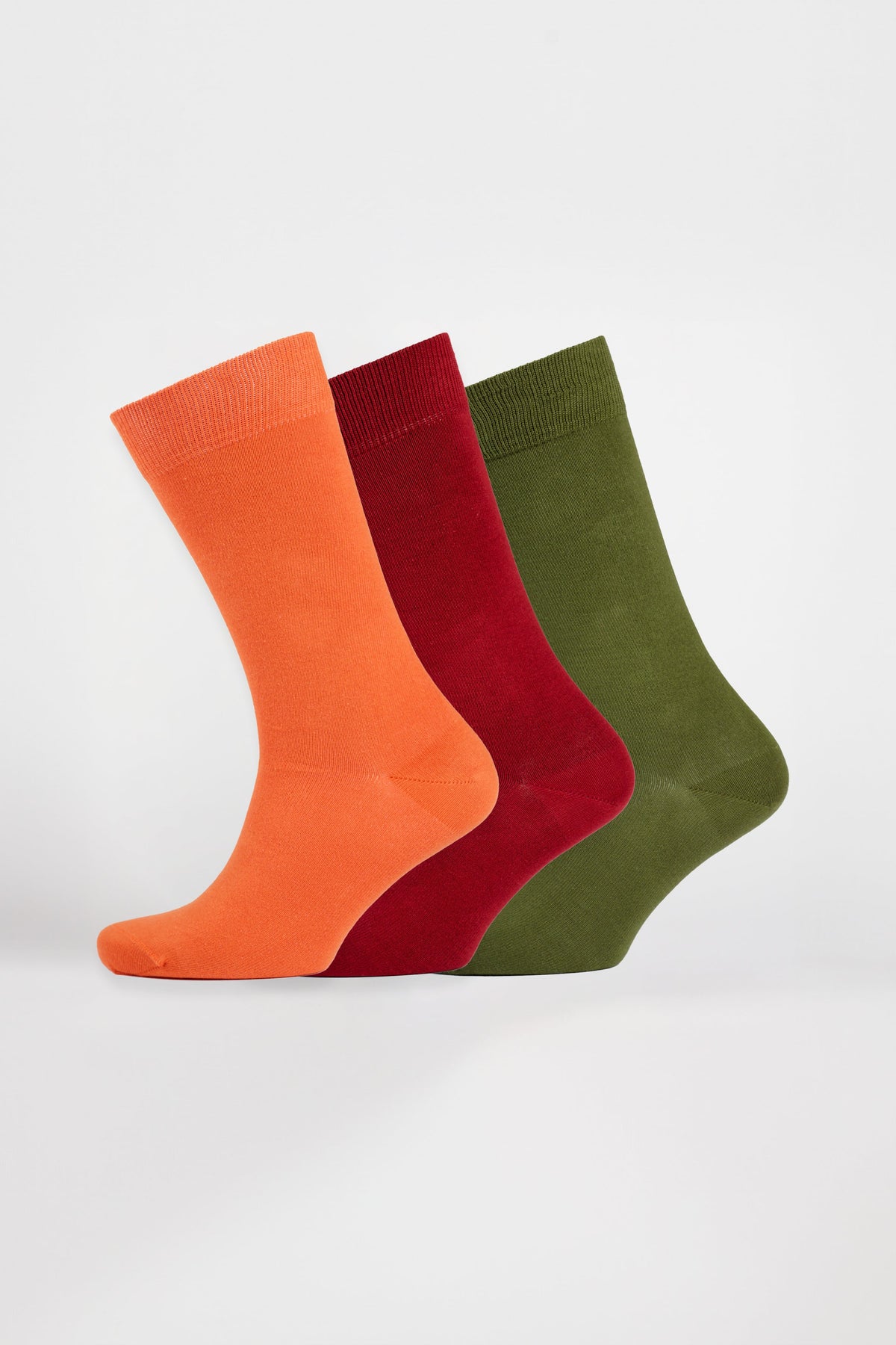 
            Unisex_Everyday-Calf-Socks-3-Pack_Orange-Burgundy-Moss_Mannequin