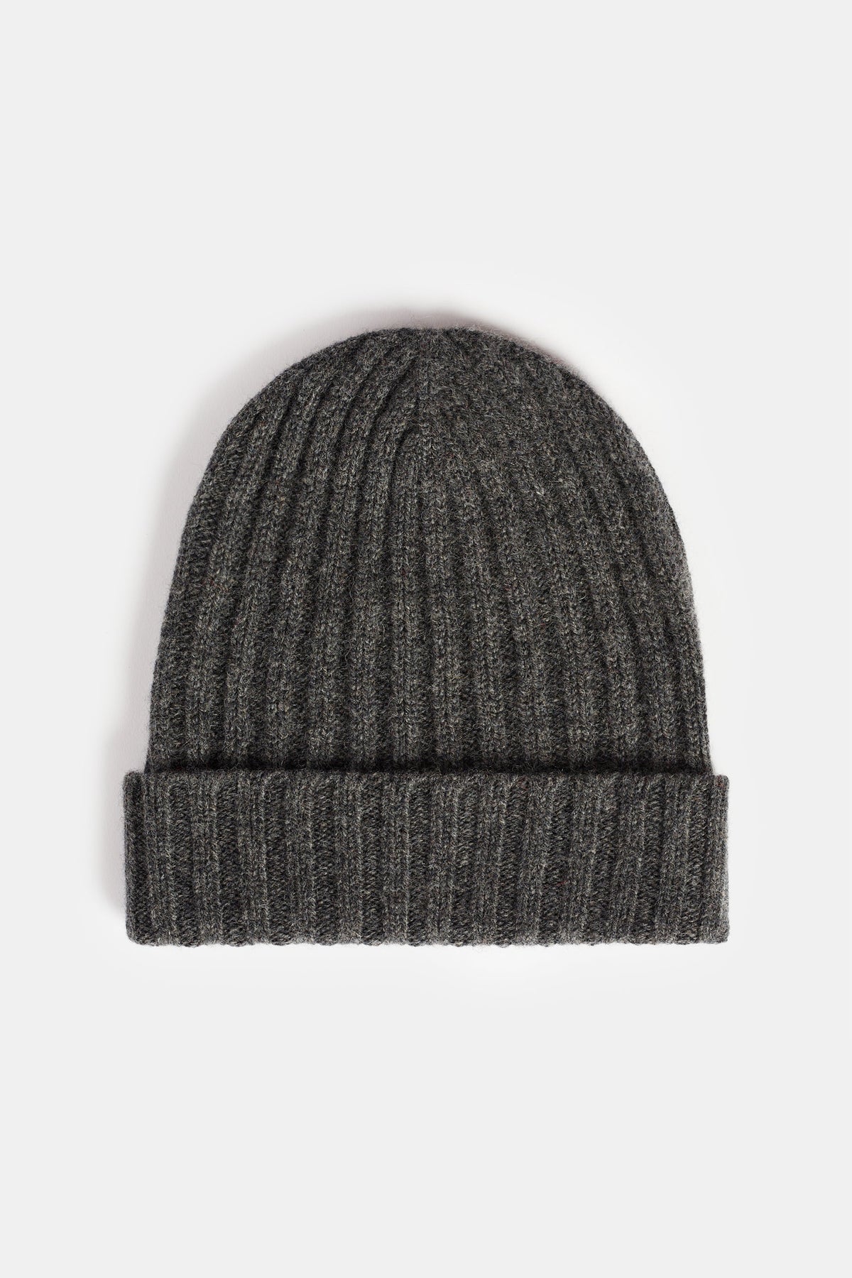 
            Unisex lambswool beanie hat in charcoal flatlay image