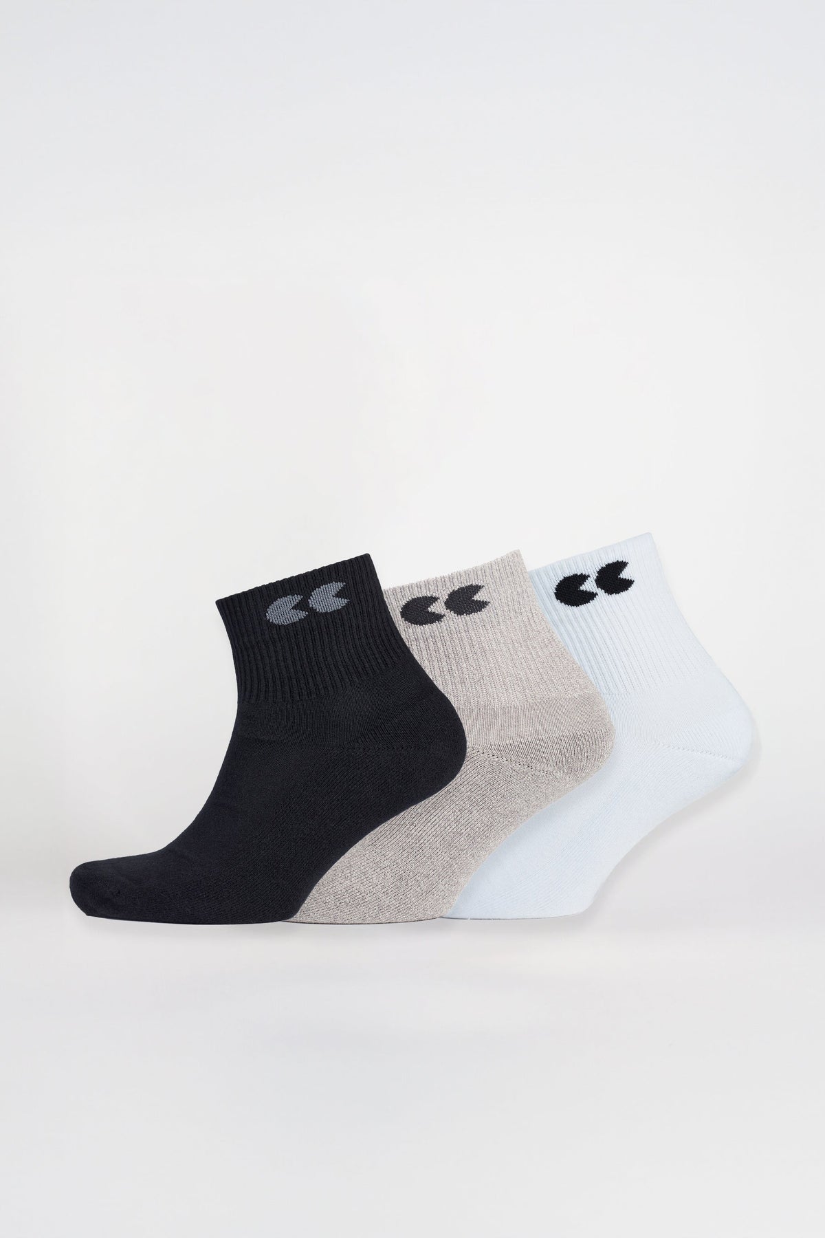 
            Logo Sports Cotton Sock Ankle 3 Pack - Black/Grey/White