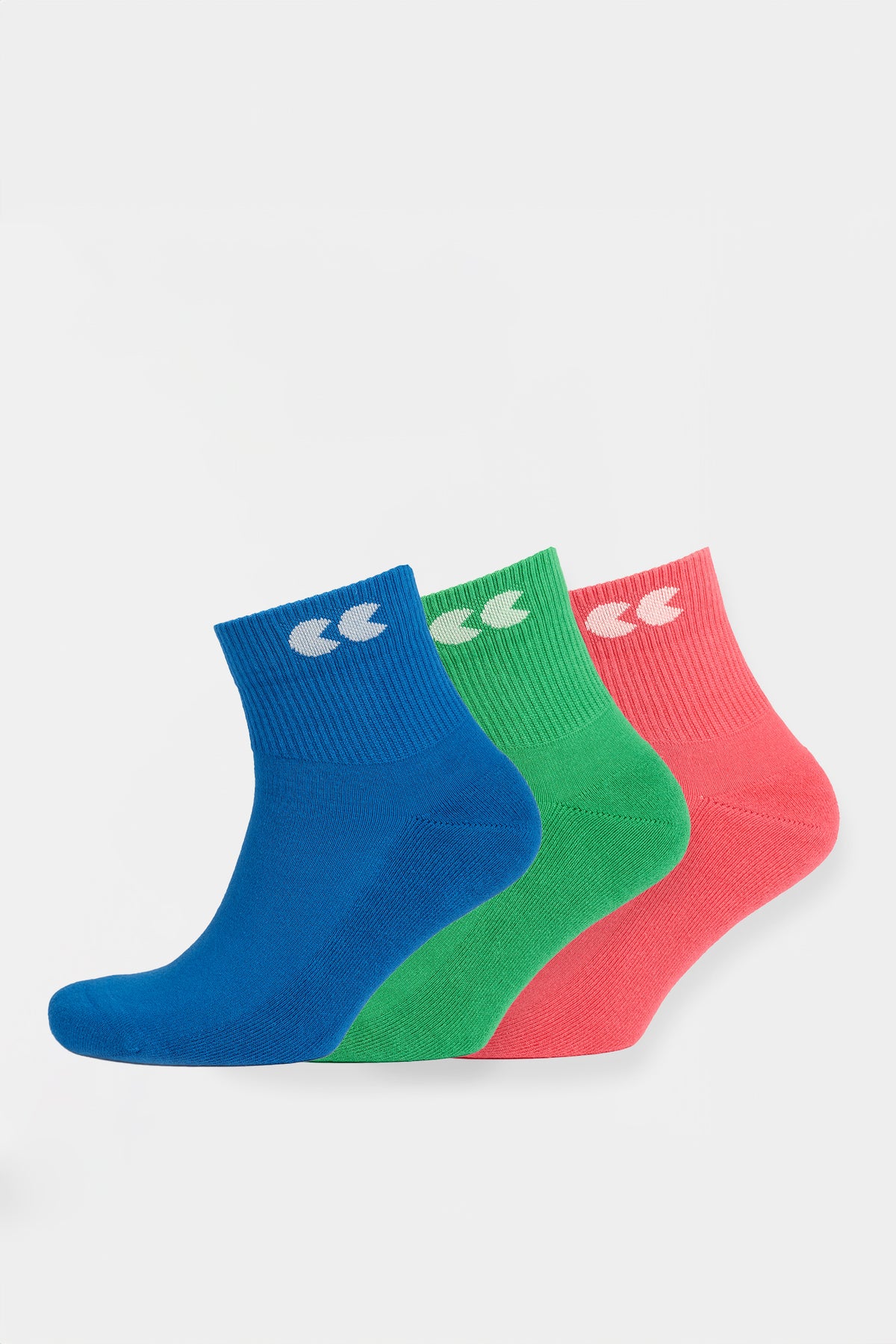 
            Mixed Colour Sports Ankle Socks 3 Pack - Cobalt/Apple/Pink