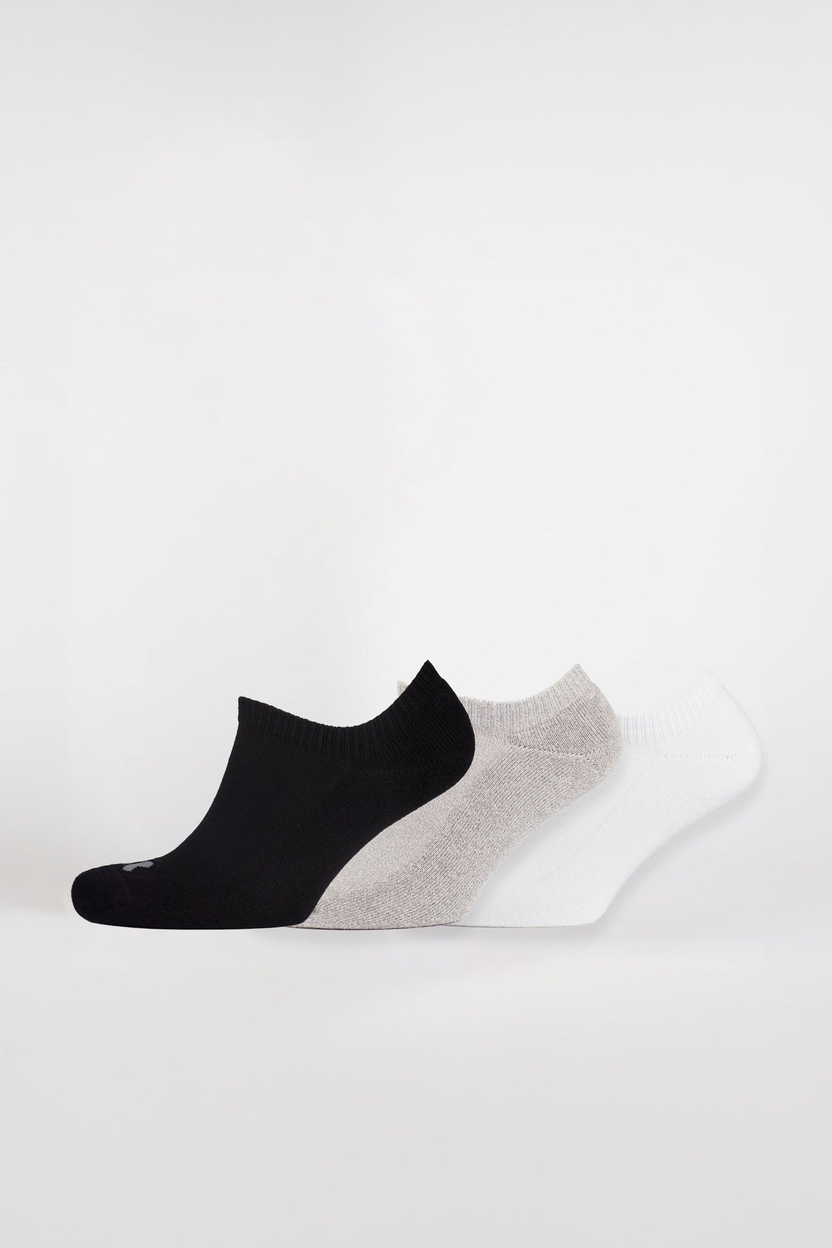 
            Sports Cotton Sock No Show 3 pack - Black/Grey/White