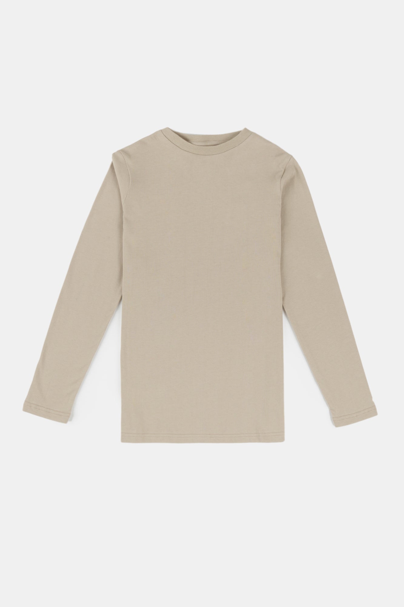 Women's long sleeve t- shirt in stone flatlay image