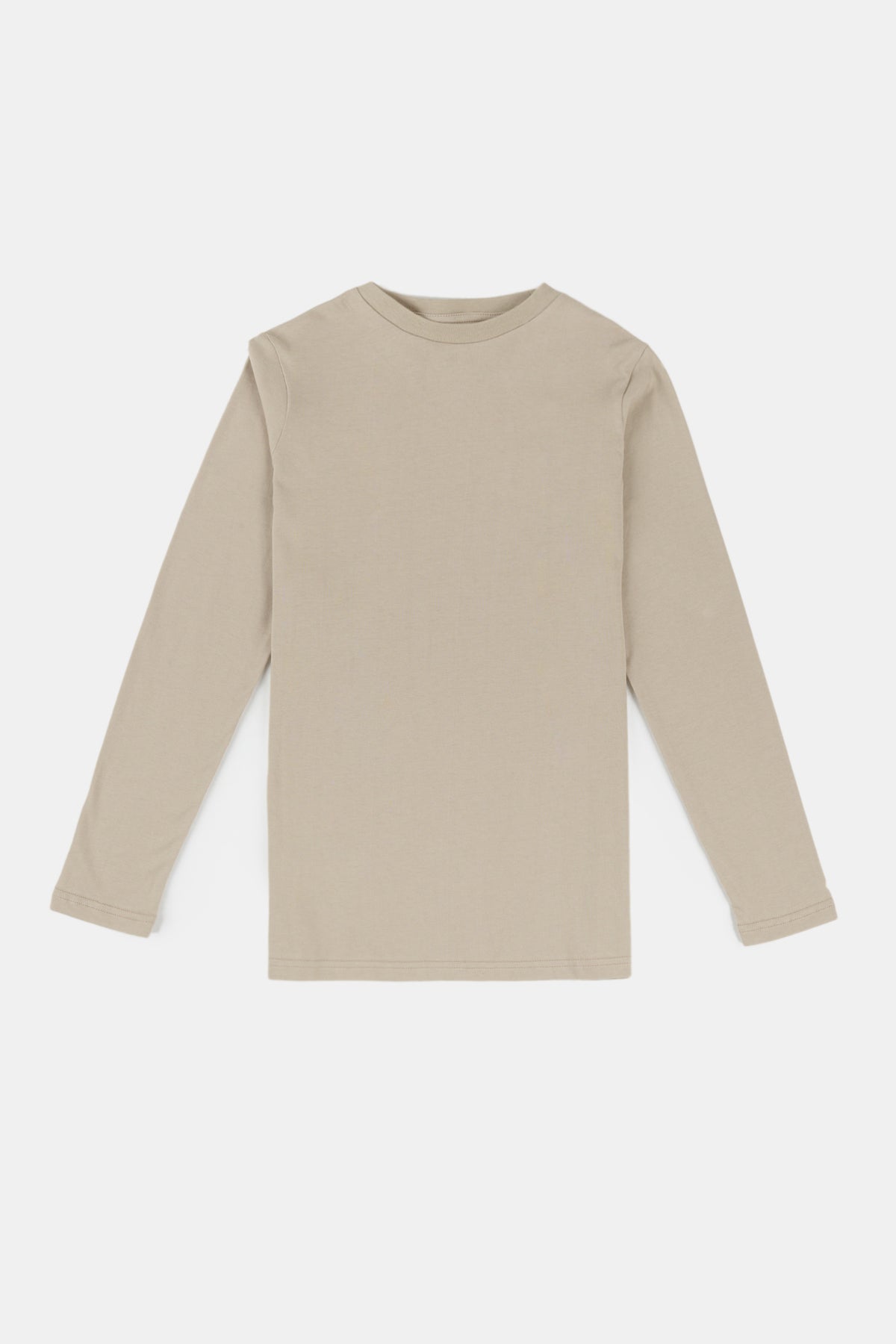 Women's long sleeve t- shirt in stone flatlay image