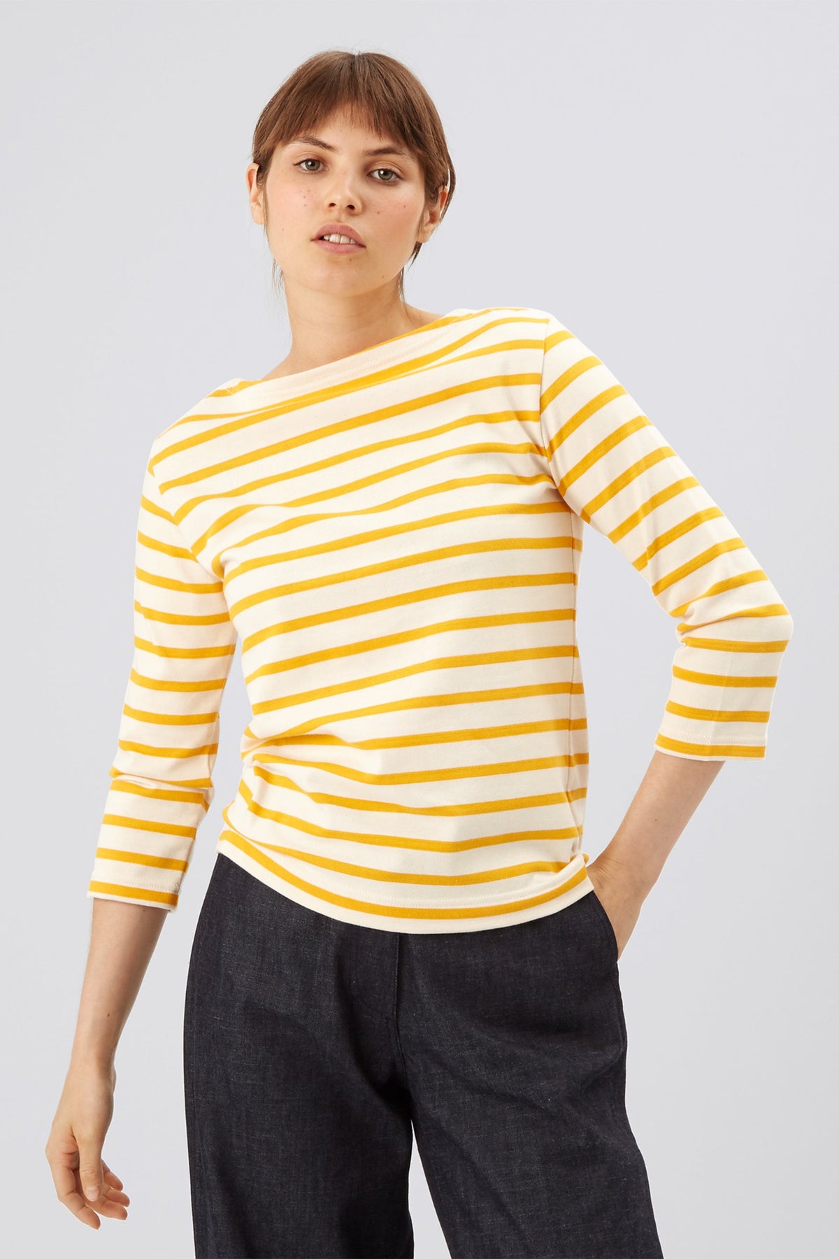
            Women&#39;s 3/4 Sleeve Breton Ecru/Yellow - Community Clothing