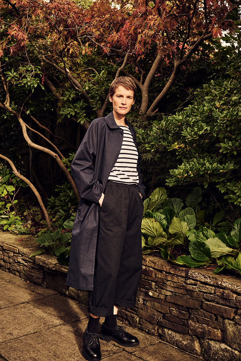 Women's Frances Belted Raglan Raincoat - Navy