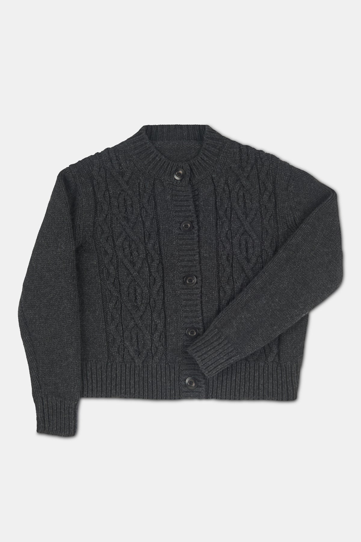 Women's Heavy Cable Cardigan Charcoal