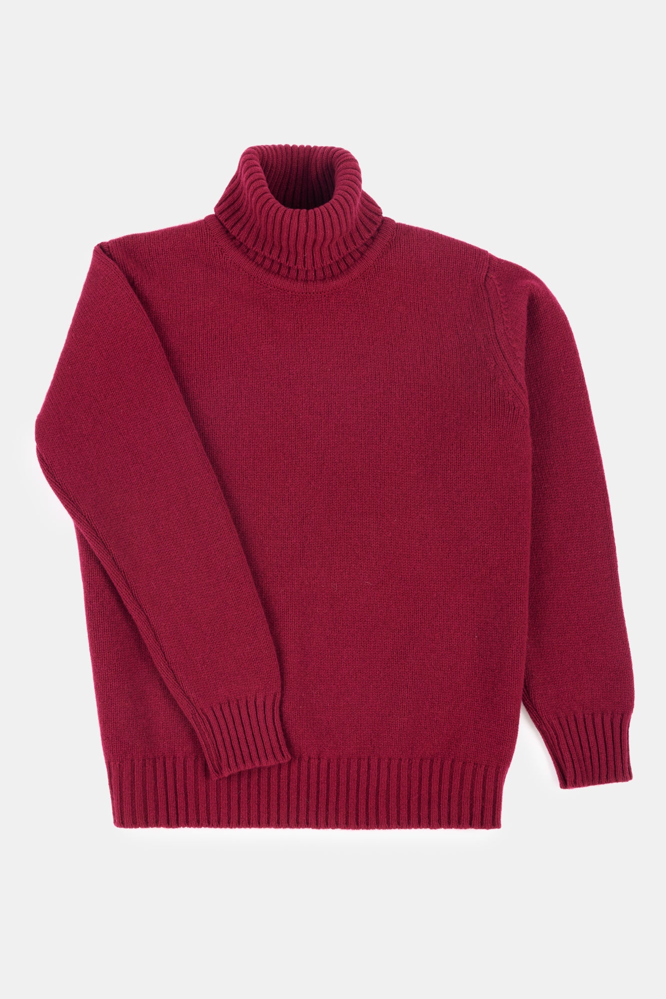 Women's Lambswool Roll Neck-Burgundy