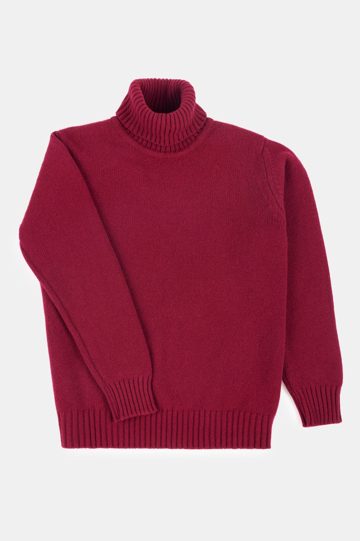 Women's Lambswool Roll Neck-Burgundy