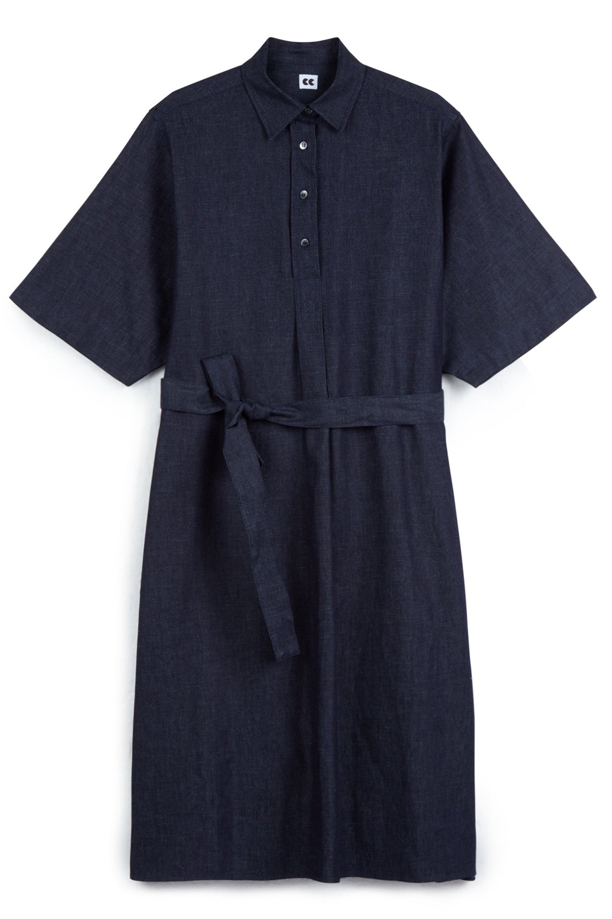 
            flatlay product shot of Denim Dress - Straight - Indigo Denim - Community Clothing