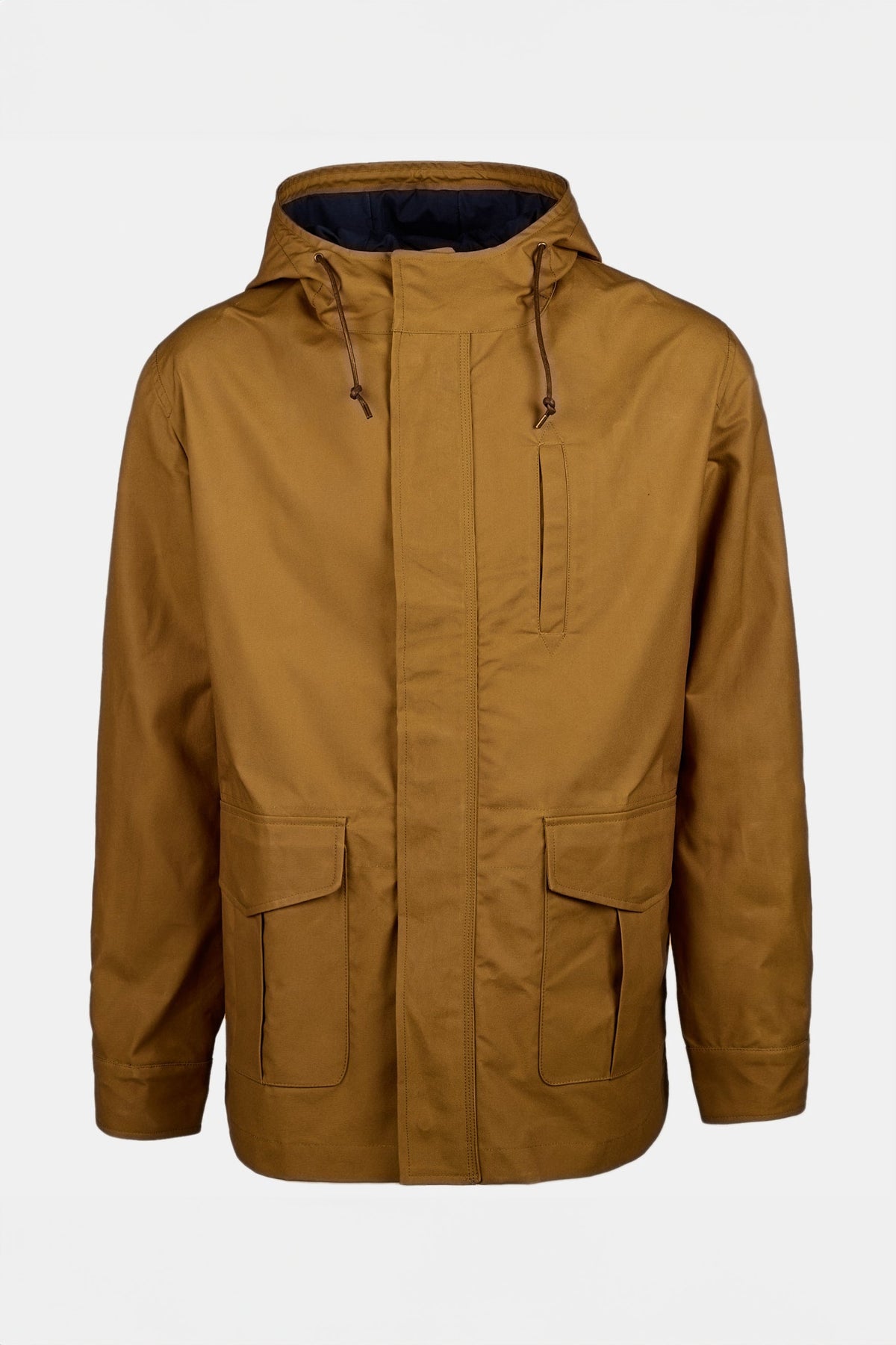 Mountain parka in tan shot on ghost mannequin