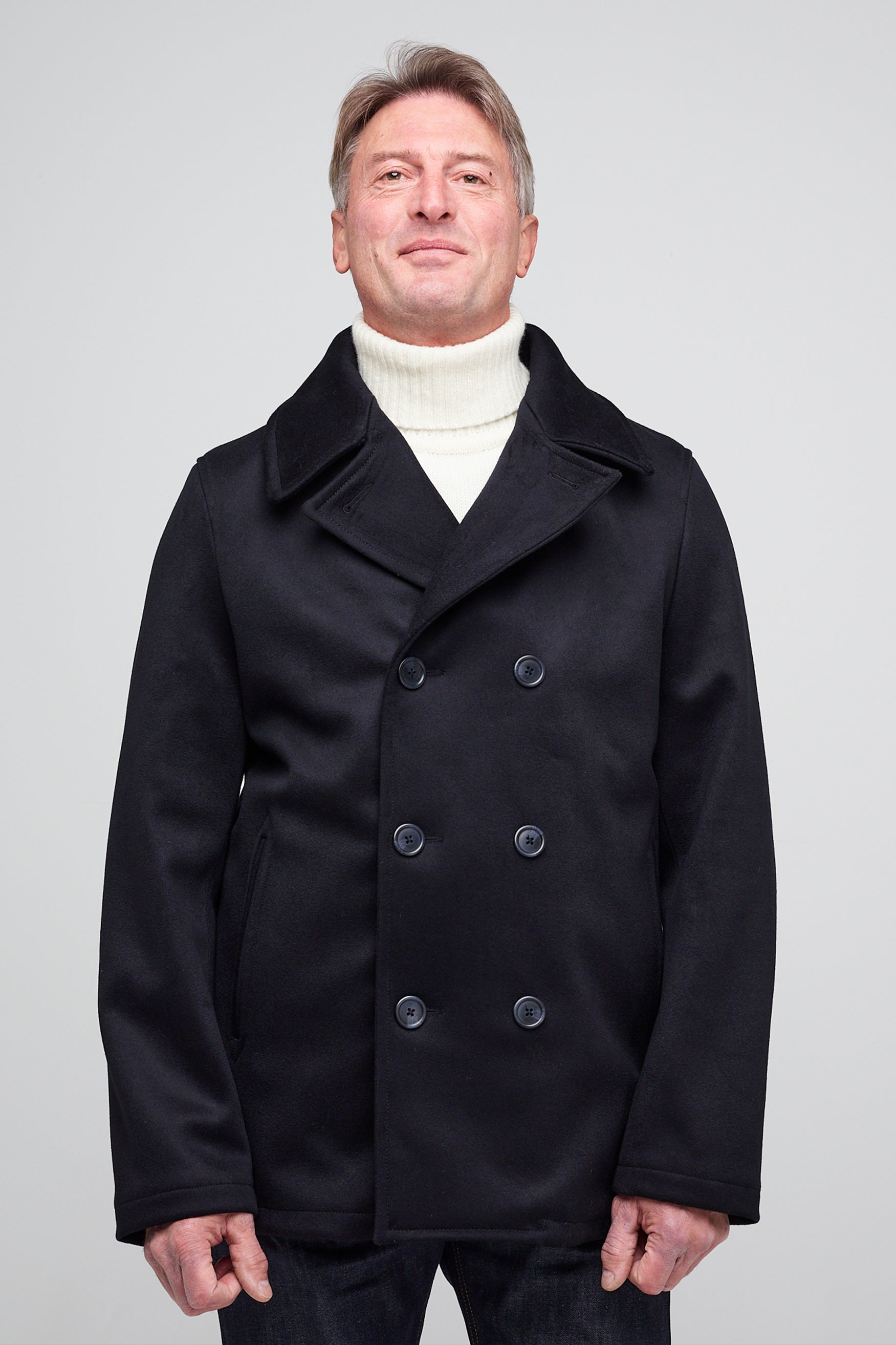 Men's Wool Peacoat Black Community Clothing