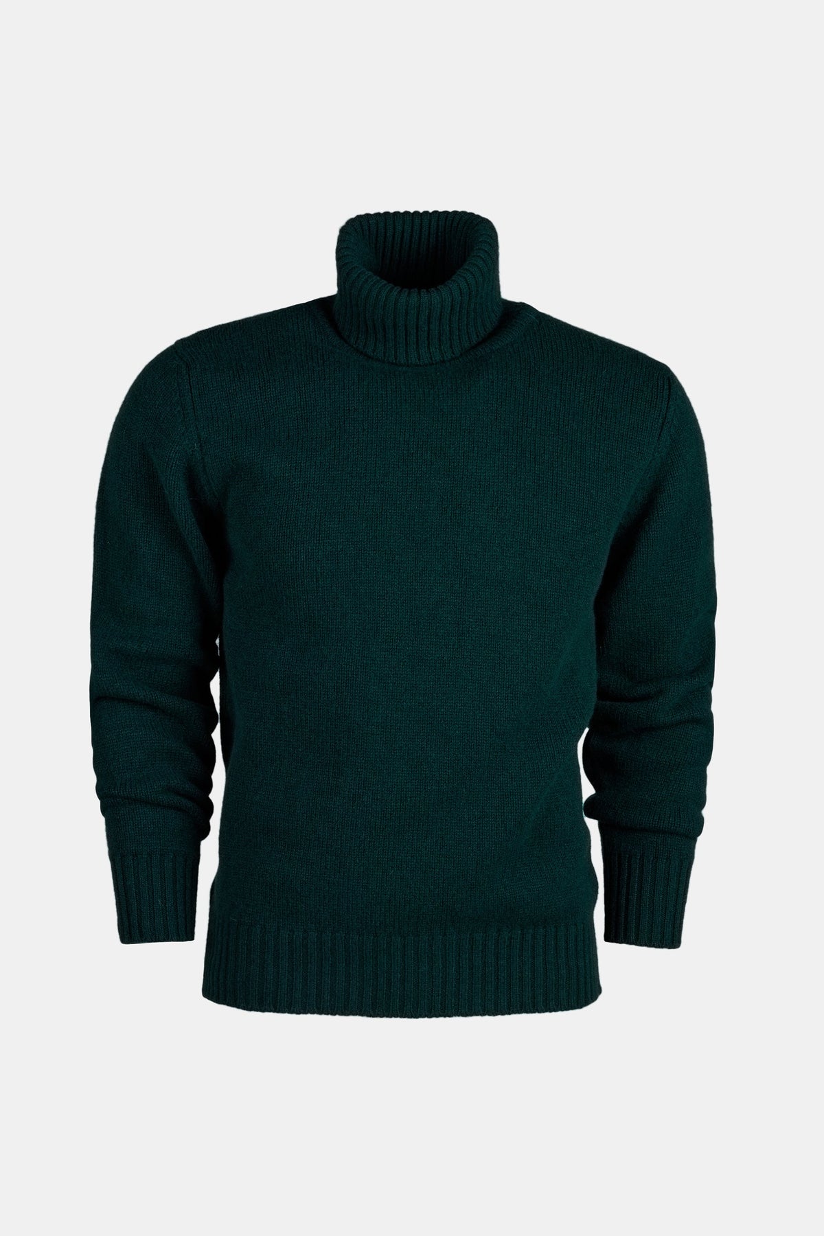 
            Men&#39;s Lambswool Roll Neck Jumper - Bottle Green