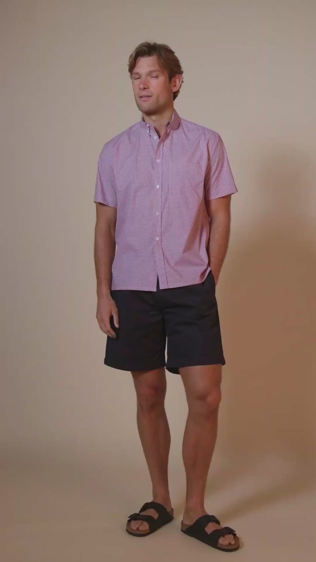 RALPH SHORT SLEEVE BUTTON DOWN COLLAR SHIRT - RED
