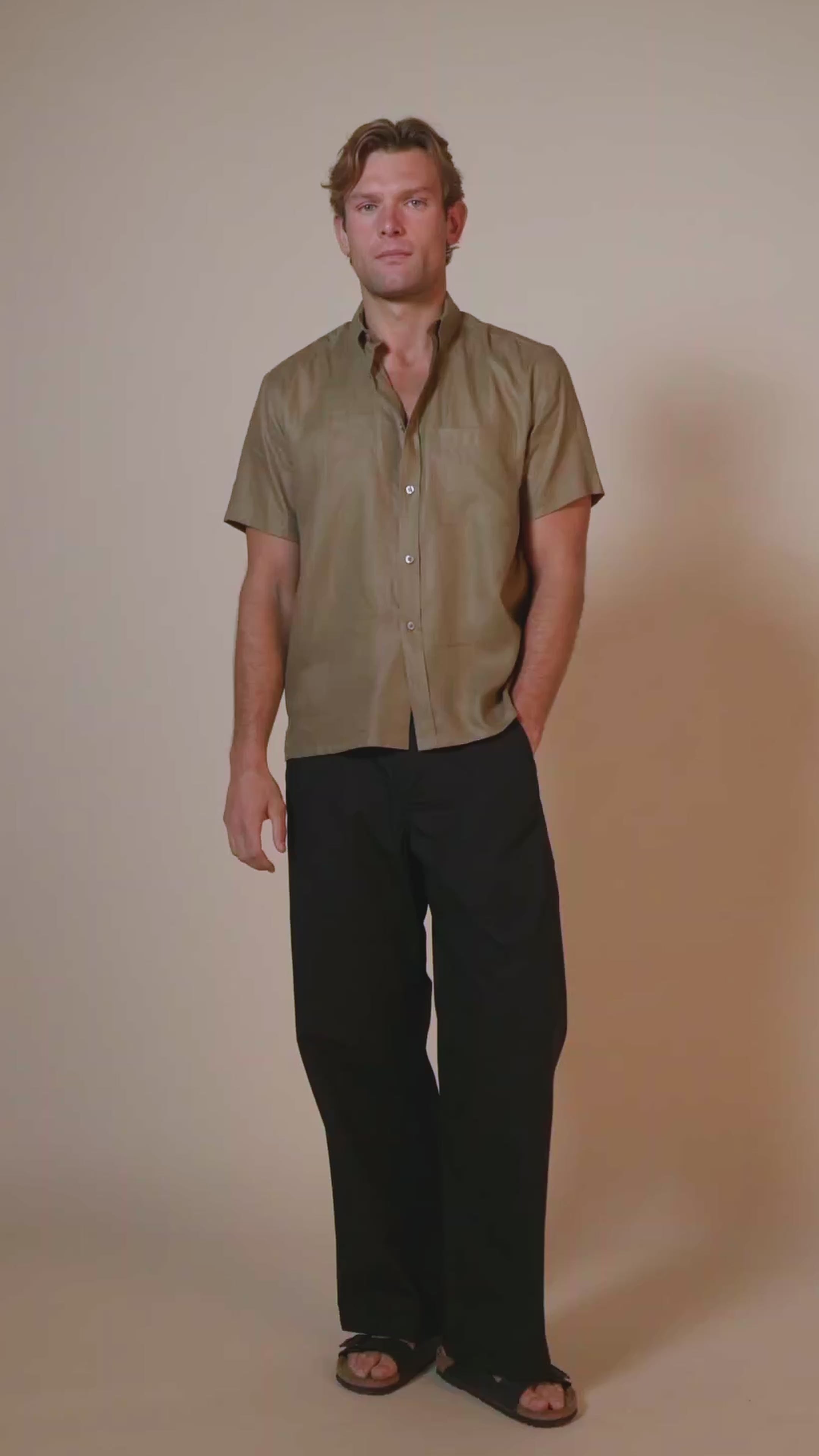 RALPH SHORT SLEEVE BUTTON DOWN COLLAR SHIRT- OLIVE