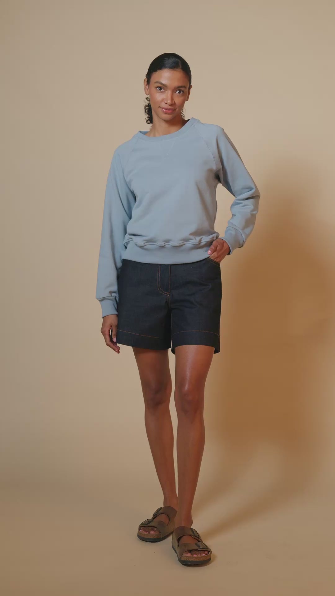 Women's Raglan Sweatshirt- Sky Blue