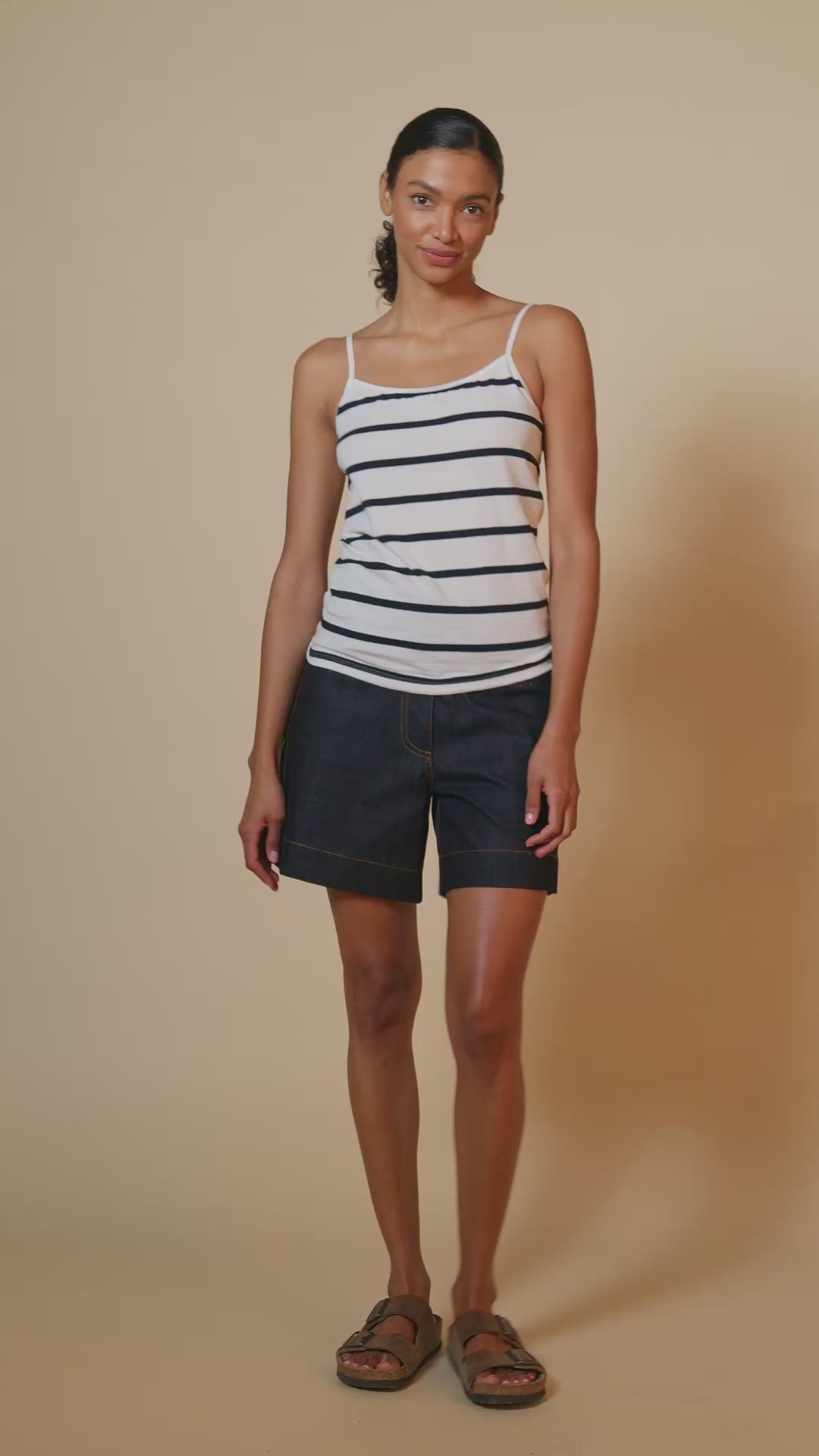 Womens Camisole - White/Navy Stripe
