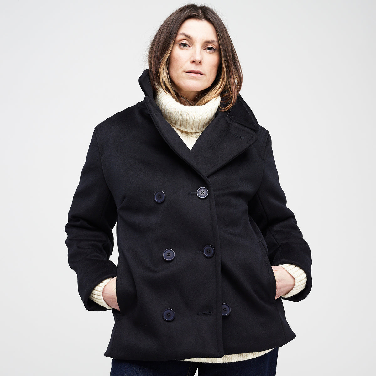 Women’s Wool Peacoat Dark Navy - Community Clothing